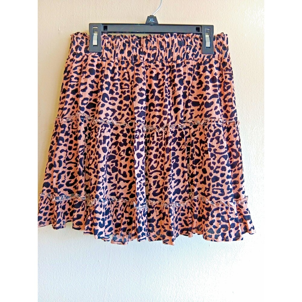 Newbury Kustom Leopard Print Ruffle Mini Skirt Size M Y2K